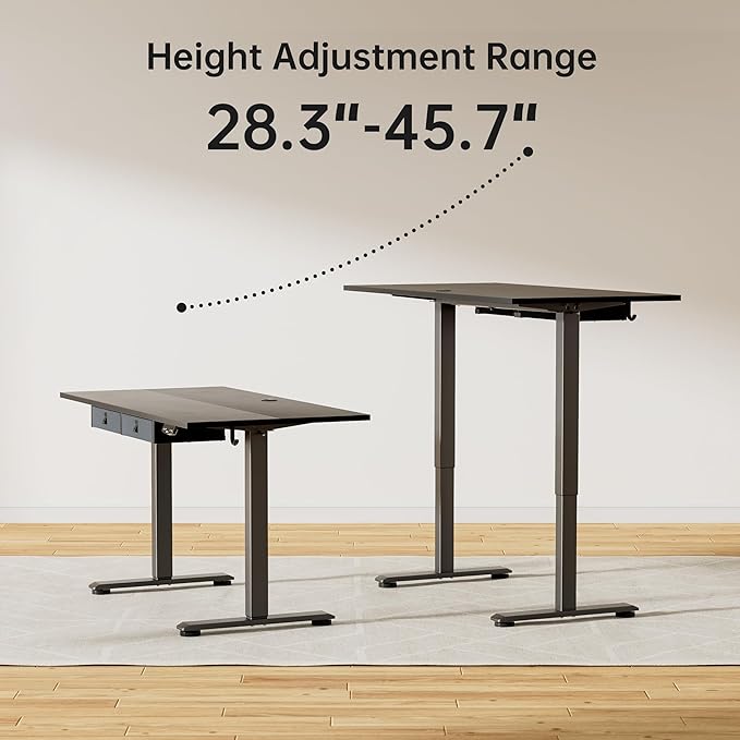 Agilestic Standing Desk with 2 Drawers, Adjustable Height Electric Desk with Storage, 63 x 24 Inches Sit Stand Up Computer Table for Work Office Home, Black