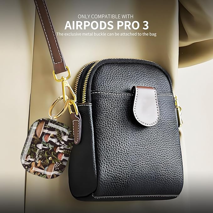 Compatible with AirPod Pro 3 (2025),Cute Case Cover for Women & Men, Full Protection Shockproof Hard Case with Keychain, Wireless Charging Case Accessories(Abstract Mushroom Plant)