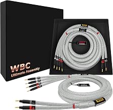WORLDS BEST CABLES 25 Foot Ultimate - 9 AWG - Ultra-Pure OFC - Premium Audiophile HiFi Bi-Wire Speaker Cable Pair with Eminence Gold Banana Plugs & Silver Tweed Jacket - Image 1