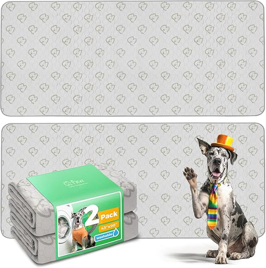 FXW Washable Pee Pads for Dogs, Puppy Pads with Super Absorbent, Specifically Designed for FXW Rollick/Homeplus 32/40/45inch 8 Panels Dog Playpen, 43" x 98" Rectangle, Khaki, 2 Packs