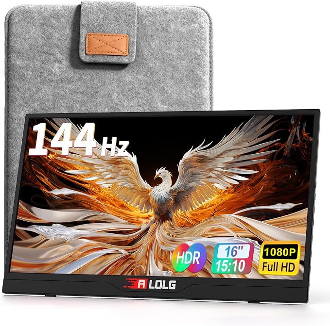 144Hz 16" Portable Monitor 1920x1200 FHD IPS with USB-C Mini HDMI