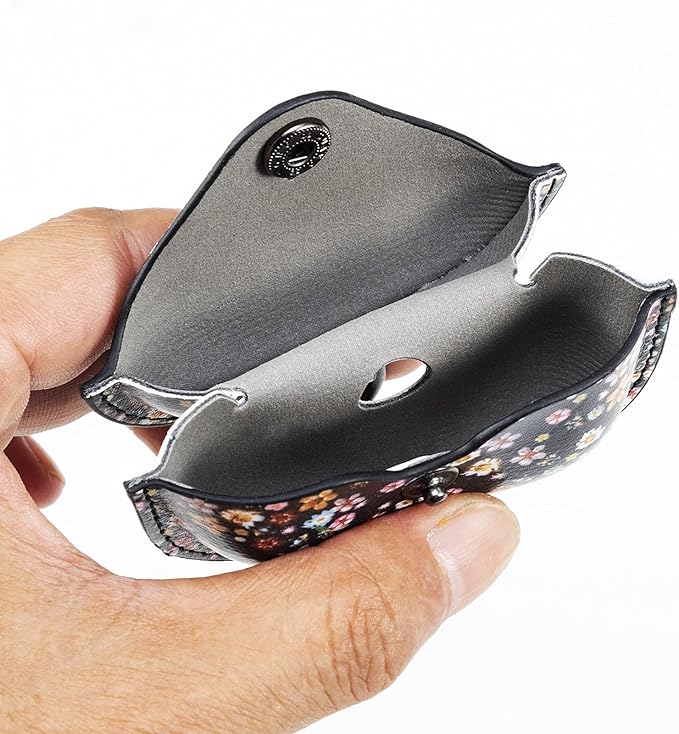 Genuine Leather Case Compatible with AirPods Pro Case 2nd/1st Gen (2023/2022/2019), VOMA Protective Cover for Apple AirPods Pro 2/Pro Wireless Charging Case with Keychain and Snap Lock Colorful Floral