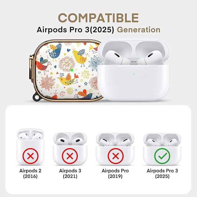 Maxjoy for AirPods Pro 3rd Generation Case with Lock, Cute AirPods Pro 3 Case Lock Protective Hard Air Pod Pro 3 Cover for Women Men with Keychain for Airpod Pro 3rd Gen Cover 2025