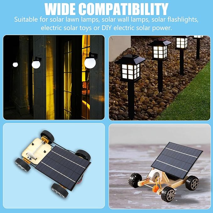 2W 12V Solar Panel DIY Battery Solar Charger Board + Tiger Clip- Perfect for Outdoor Charging Batteries and Low-Power Electronic Products