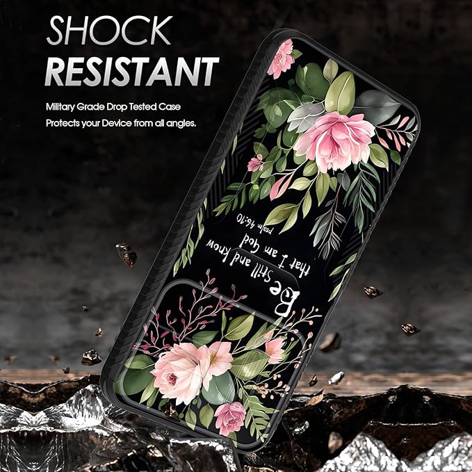 for Galaxy A26 5G Case Built in Slide Camera Lens Cover,Heavy Duty Shockproof Protection Dual Layer Case for Samsung Galaxy A26 5G 6.7" 2025,Flower Bible Verse Psalm 46:10