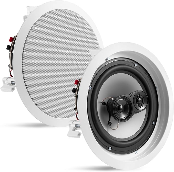 Acoustic Audio by Goldwood CS-IC83 8” 3-Way In Ceiling Home Theater Speaker System (White, 5 Speakers)