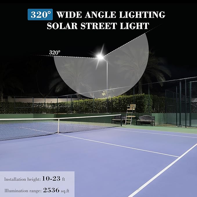 10000W Solar Street Lights, 7000K Solar Lights Outdoor Motion Sensor, Commercial Parking Lot Light Dusk to Dawn, 320° Wide Angle Solar Street Lights Outdoor IP66 Waterproof for Yard(2 Pack)