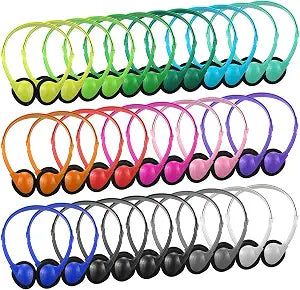 Konohan 32 Pack Headphones Bulk for Classroom Student, Multicolor