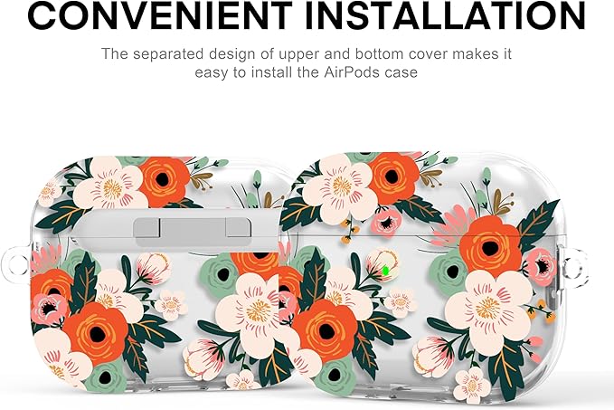 Maxjoy for AirPods Pro 3rd Generation Case, Clear AirPods Pro 3 Case for Women Girly Cute Soft AirPod Pro 3 Cover with Keychain Strap for AirPod Pro 3rd Gen Cover 2025, Floral