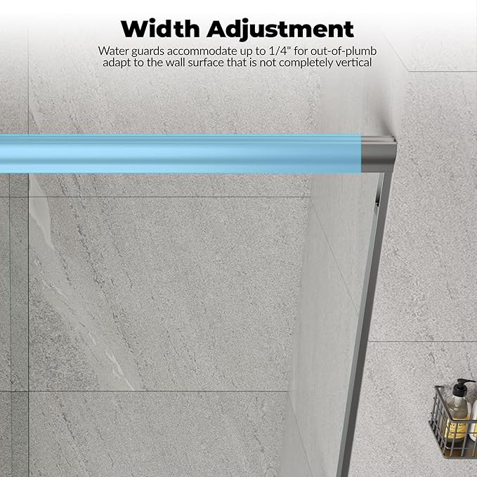 Semi-Frameless Shower Door 56-60" W x 72" H, Double Sliding Doors, Tempered Glass, Easy-Clean & Durable Bathroom Door with Hardware Kit