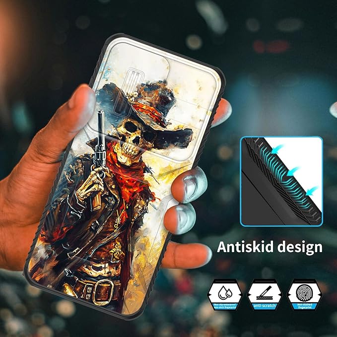 for Galaxy S26 Case Built in Slide Camera Lens Cover,Heavy Duty Shockproof Protection Dual Layer Case for Samsung Galaxy S26 6.3" 2026,Cool Skull