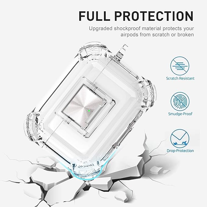 Valkit Compatible Airpods Pro 2nd/1st Generation Case Clear with Cleaner Kit & Lock, Soft TPU Airpod Pro 2/1 Case Shockproof iPods Pro 2 Protective Case for Airpods Pro Gen 2nd/1st(2023/2022/2019)