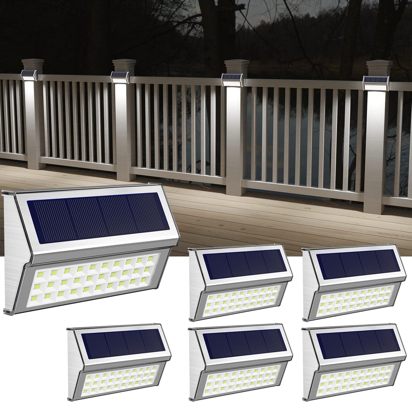 Solar Deck Lights 6-Pack — Cool White Steps Lighting - Image 1