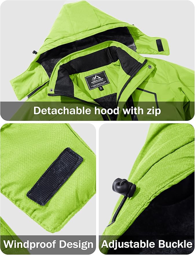 MAGCOMSEN Men's Winter Coats Water Resistant Ski Snow Jacket Warm Fleece Jacket Parka Raincoats With Hood Multi-Pockets