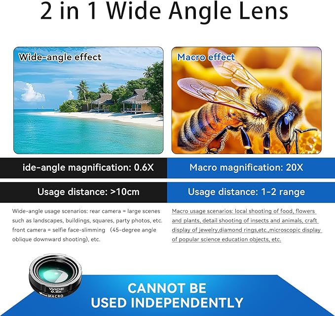 Cell Phone Camera Lens Kit Upgraded Version Telephoto 28X with Wide Angle 0.6X, Macro 20x, Fisheye 198°, Phone Lens Attachment Suitable for Most Smartphones (Black)