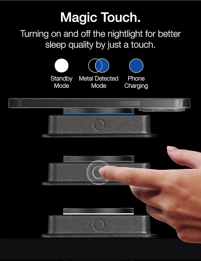 VogDUO 3 in 1 Wireless Magnetic Charger - Foldable Retractable 15W Charging Stand Genuine Leather Nightlight, Compatible with iPhone 16/17, AirPods Pro 3, Apple Watch (Black)