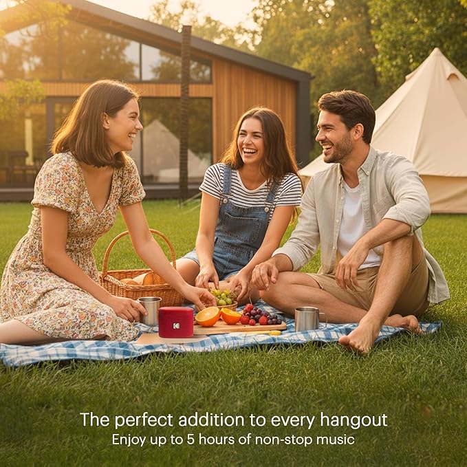 KODAK SOUNDBRIX Magnetic Splittable Bluetooth Speaker Portable Water Resistant Bold Sound 5H of Playtime Built in Battery Wireless Stereo Pairing Speaker Home Travel White Elephant Gifts for Adults