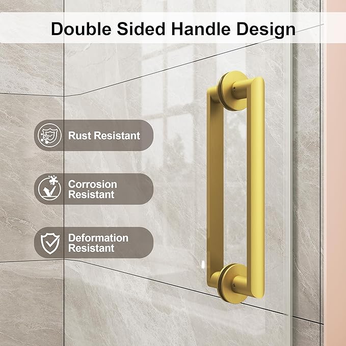 Frameless Shower Door,Single Sliding Glass Shower Door with Nano Coating & Safety Film, Adjustable 67"-72" W x 72" H, Brushed Gold,1/4" (6mm) SGCC Tempered Glass