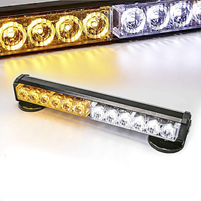 Amber/White Wireless Emergency Lights Bar for Trucks, Vehicles
