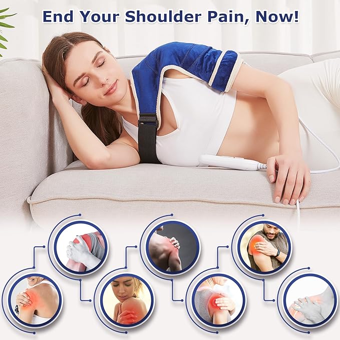 CAMECO 1 Pack Heated Shoulder Wrap for Rotator Cuff Pain, Heating Pad for Shoulder Pain Relief, Heated Shoulder Brace for Arthritis, Frozen Shoulder, Dislocation, Tendonitis, 0-90min Timer Auto-Off