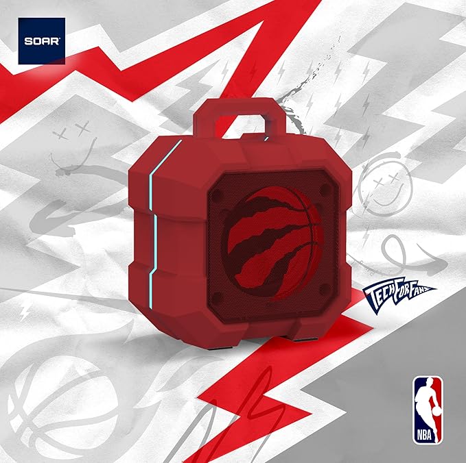 SOAR NBA Shockbox LED Wireless Bluetooth Speaker - Water Resistant IPX4, 5.0 Bluetooth with Over 5 Hours of Play Time - Small Portable Speaker - Officially Licensed NBA, Perfect Home & Outdoor Speaker