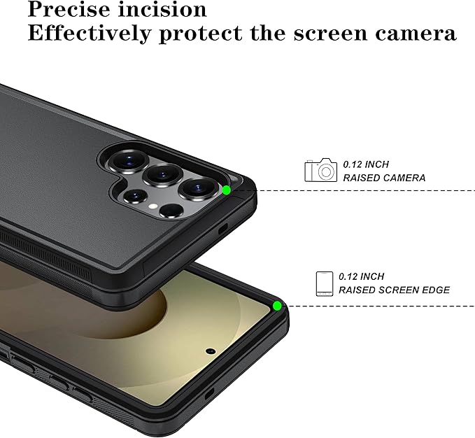 ONOLA Phone Case for Samsung Galaxy S25 Ultra Case with HD Screen Protector, Heavy Duty Shockproof & Dropproof 3-Layer Cover Phone Case for Galaxy S25 Ultra 6.9''，Black