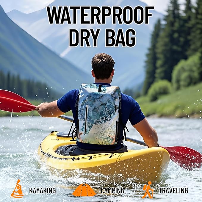 Waterproof Dry Bag Marine Dry Bags for Kayaking Hiking Sea Turtle Nautical Starfish Backpack Roll-Top Closure Bag - Backpack Waterproof Phone Case 5L