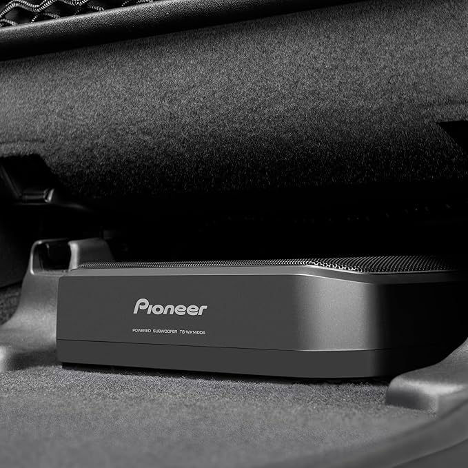Pioneer TS-WX140DA 8” x 5-1/4” Compact Active Subwoofer with Built in Amplifier, 170 Watts Max Power, EV Optimized Sub, 3 Listening Modes – Deep, Dynamic and Natural for Enhanced Car Audio