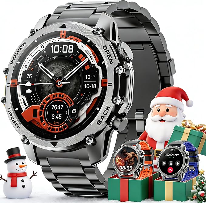 Hwagol Smart Watches for Men (Call/Notification),Two Style Kits,Military Smart Watch with Heart Rate/Sleep Monitor/Pedometer for Android and iOS,1.52''HD DIY Screen Fitness Tracker