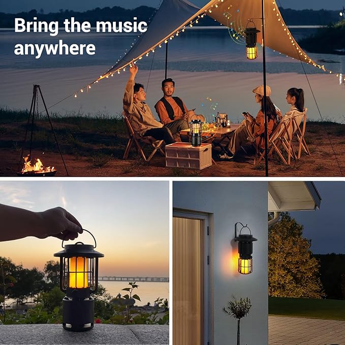 Outdoor Bluetooth Speaker, IP65 Waterproof Wireless Speaker with 3 Lights Modes, Outdoor Camping Portable Speaker Gift for Men Emergency, Hiking, Party (1 Pack)