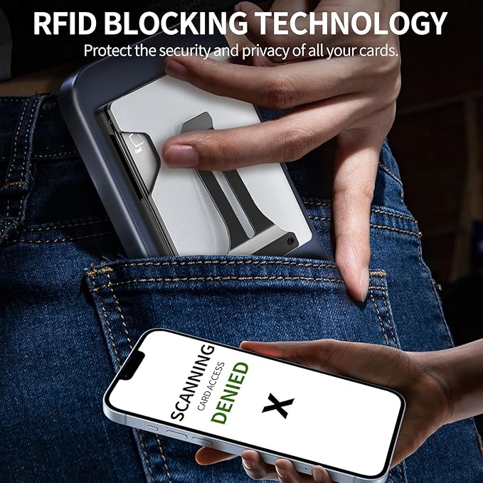 Magnetic Phone Wallet with Apple MagSafe - Metal Card Holder with AirTag Holder, RFID Blocking & Money Clip Mag Safe Wallet for iPhone 16 15 14 13 12 Pro Max/Pro/Plus/Mini