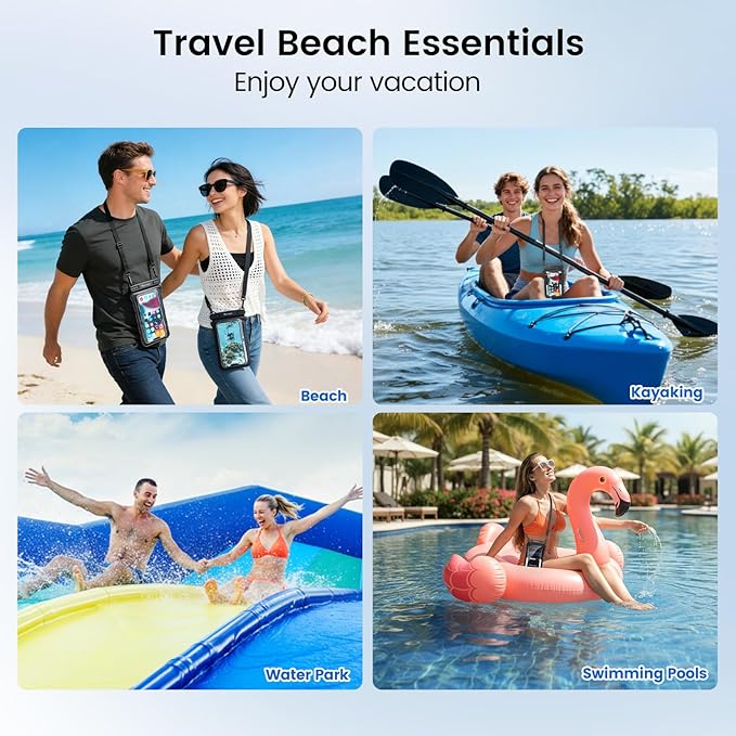 Niveaya Double Space Waterproof Phone Pouch (2-Pack) - IPX8 Phone Case Dry Bag for Beach, Kayak, Cruise Travel Essentials - Compatible with iPhone 17/16/15/14 Pro Max Galaxy S25/S24 Ultra (up to 8.3")