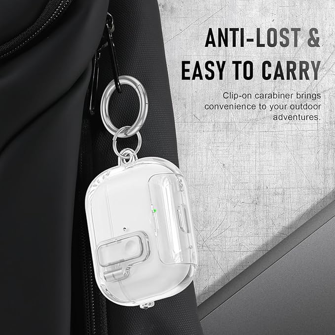 for AirPods Pro 3 Case (2025) with Cleaner Kit, Cute with Lock Clid and Cleaner Kit,[Auto Pop-Up] Soft TPU Clear Cover with Bracket & Dustproof Design for AirPods Pro Case with Keyring(2025)