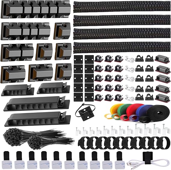ELII 327 PCS Cable Management Kit 4 Cable Cable Sleeves,65 Cable Clips