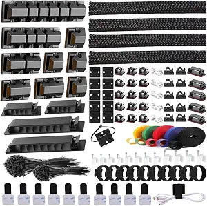 ELII 327 PCS Cable Management Kit 4 Cable Cable Sleeves,65 Cable Clips