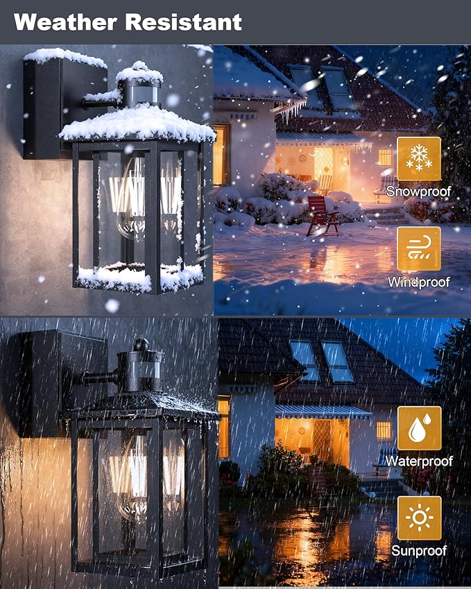 Motion Sensor Porch Lights with GFCI Outlet, Dusk to Dawn Outdoor Sconce with 3 Modes, Waterproof Exterior Light Fixture for House, Front Door, Garden, Garage, 120V