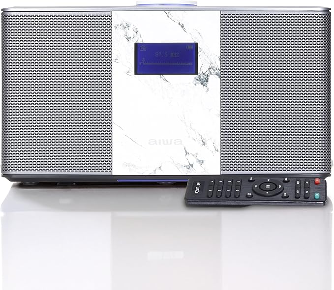 Aiwa Exos 5 Wireless Speaker - Unleash Powerful Sound and Versatile Connectivity On-The-Go Experience Bluetooth Freedom, FM Radio, Clock, 20W RMS, LCD Display, and Alarm Clock Functionality