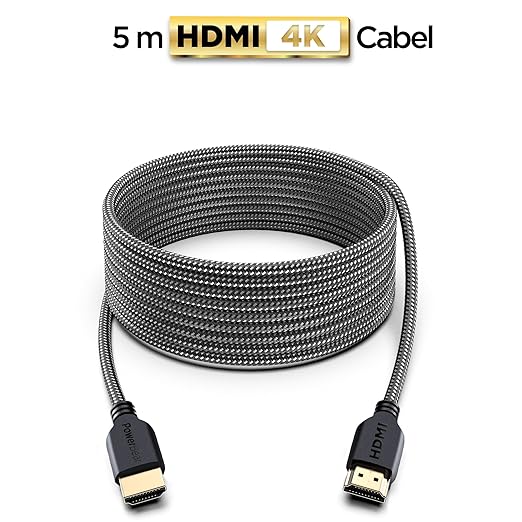 PowerBear 4K HDMI Cable 15 ft | Long Hdmi Cable, Braided Nylon & Gold Connectors, 4K @ 60Hz, Ultra HD, 2K, 1080P, ARC & CL3 Rated | for Laptop, Monitor, PS5, PS4, Xbox One, Fire TV, & More