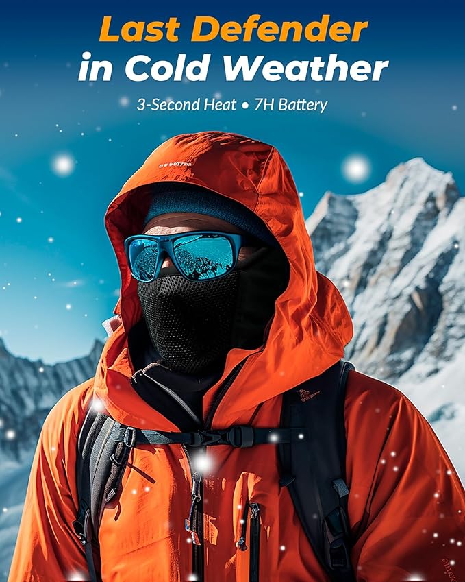 Graphene Heated Balaclava Neck Gaiter Gifts for Men Women Warm Cold Winter Gift for Ski Snowboard Motorcycle