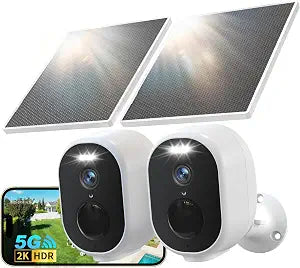 GNCC 2 Pack Solar Security Cameras Wireless Outdoor, 5G&2.4GHz WiFi, 2K HD - Image 1