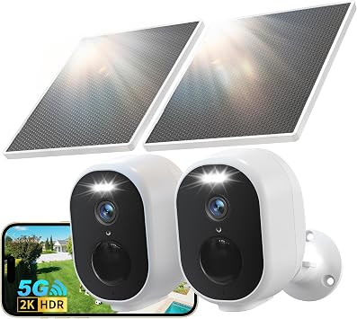 GNCC 2 Pack Solar Security Cameras Wireless Outdoor, 5G&2.4GHz WiFi, 2K HD - Image 2