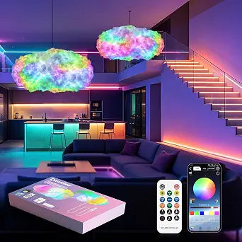 Cloud LED Lights for Bedroom - DIY Aesthetic Mood Light, Music Sync App Control Wall Light, 3D Ceiling Lamp Color Changing Lights, Cool Stuff for Kids Room Decor, Cool lights for Room Decorations
