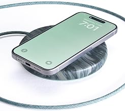 Einova Classic Stone – Marble Wireless Charging Pad Designed in Italy, Integrated 6 ft USB-C Cable, Smartphones, Wireless Earbuds, Smartwatches – Pine Verde Alpi Marble - Image 1