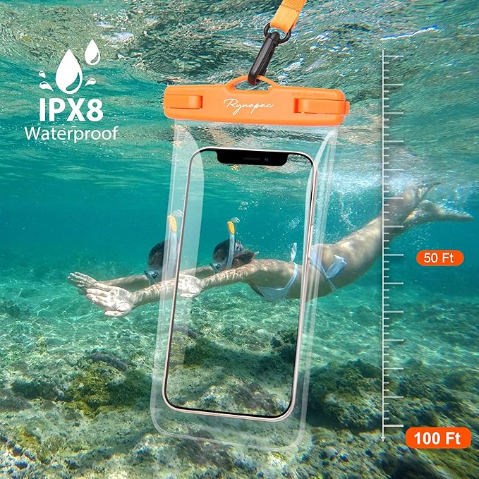Waterproof Phone Pouch Bag - 7.5in, 2 Pack IPX8 Waterproof Phone Case for iPhone 16 15 14 Pro Max, Galaxy S25+ S24+, Cellphone Dry Bag with Lanyard for Beach Vacation Travel Cruise Essentials