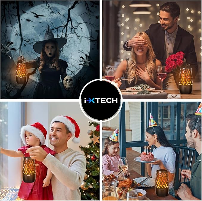 IXTECH Outdoor Bluetooth Speakers, Waterproof Portable Bluetooth Speaker Wireless with Lights, Outdoor Gifts for Dads Mom, Multi-Sync Wireless Connection, Lantern Speakers Mountable, 2 Pack