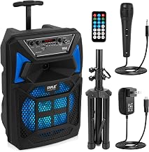 Pyle Portable Bluetooth PA Speaker System - 400W Outdoor Bluetooth Speaker Portable PA System w/Microphone in, Party Lights, MP3/USB SD Card Reader, FM Radio, Rolling Wheels - Mic, Remote - PPHP82SM - Image 1