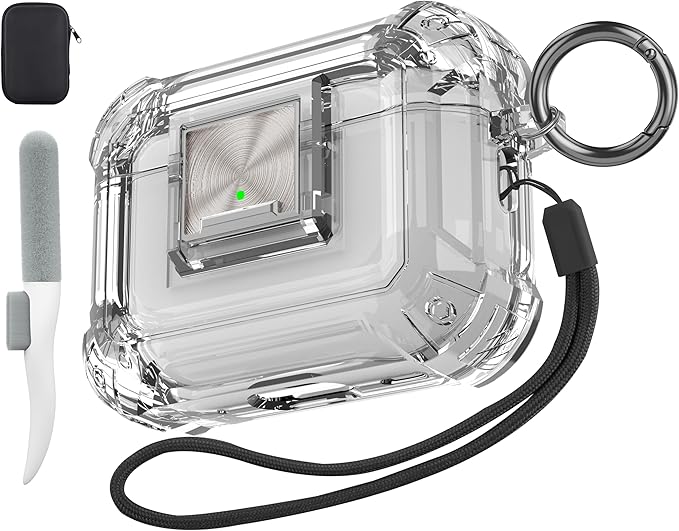 Valkit Compatible Airpods Pro 2nd/1st Generation Case Clear with Cleaner Kit & Lock, Soft TPU Airpod Pro 2/1 Case Shockproof iPods Pro 2 Protective Case for Airpods Pro Gen 2nd/1st(2023/2022/2019)