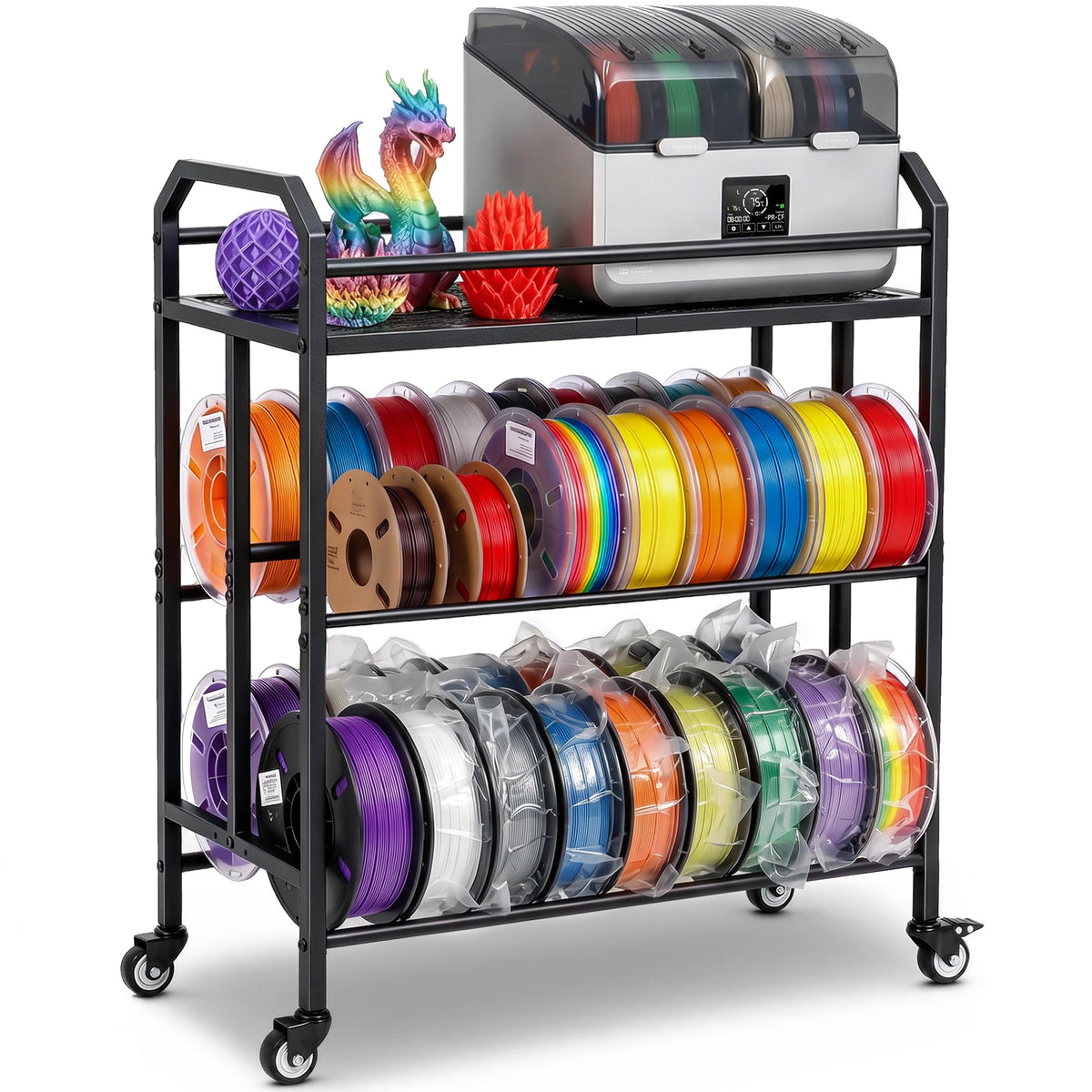 3D Printer Filament Storage Rack Filament Spool Holder with Wheels