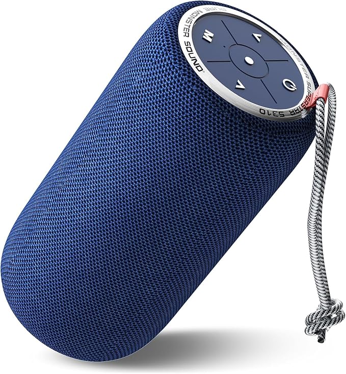 Monster S310 Upgraded Bluetooth Speaker, 30W Portable Speaker True Wireless Stereo Pairing Deliver Dynamic Sound, IPX6 Waterproof, Bluetooth 5.2 Built-in Mic, 24H Playtime, for Party, Outdoor, Blue