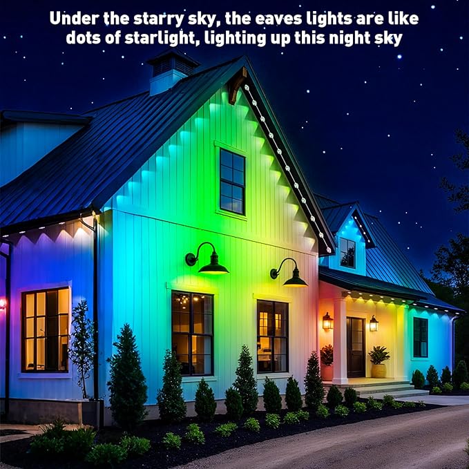 Permanent Outdoor Lights,100FT RGB Eave Light,IP67 Waterproof Lighting for House,Smart LED with App/Remote Control for Outdoor Decor,Garden Decor,Party,Holiday